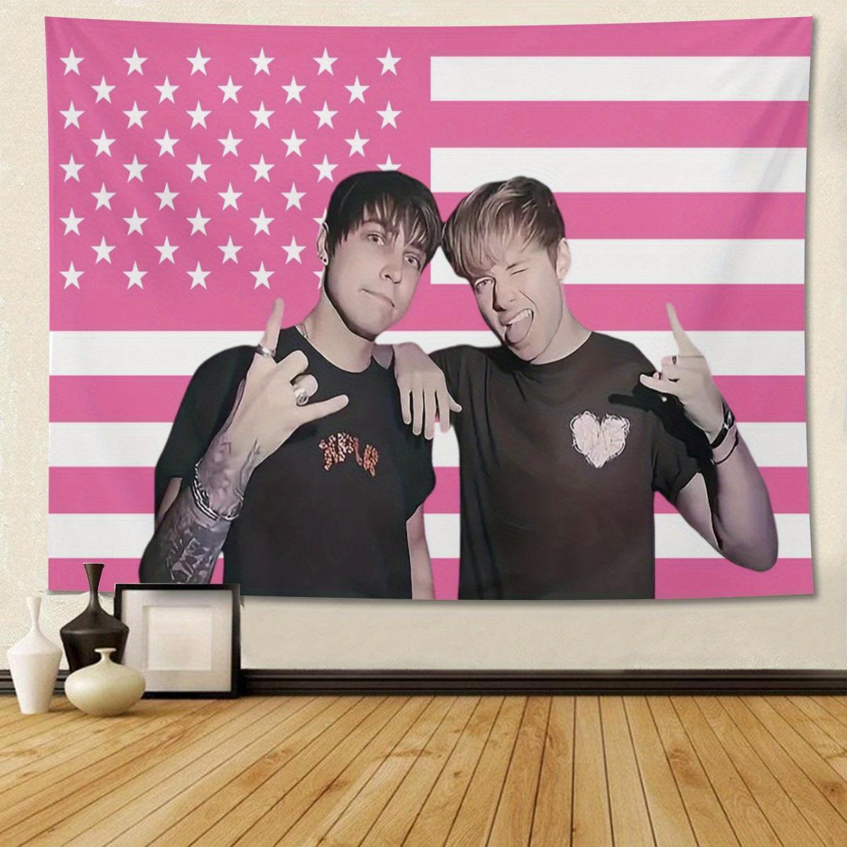 1pc Sam and Colby Tapestry American Flag Pink Comedy Tapestry Suitable for Decorating College Dormitories 74x94cm(29x37in)