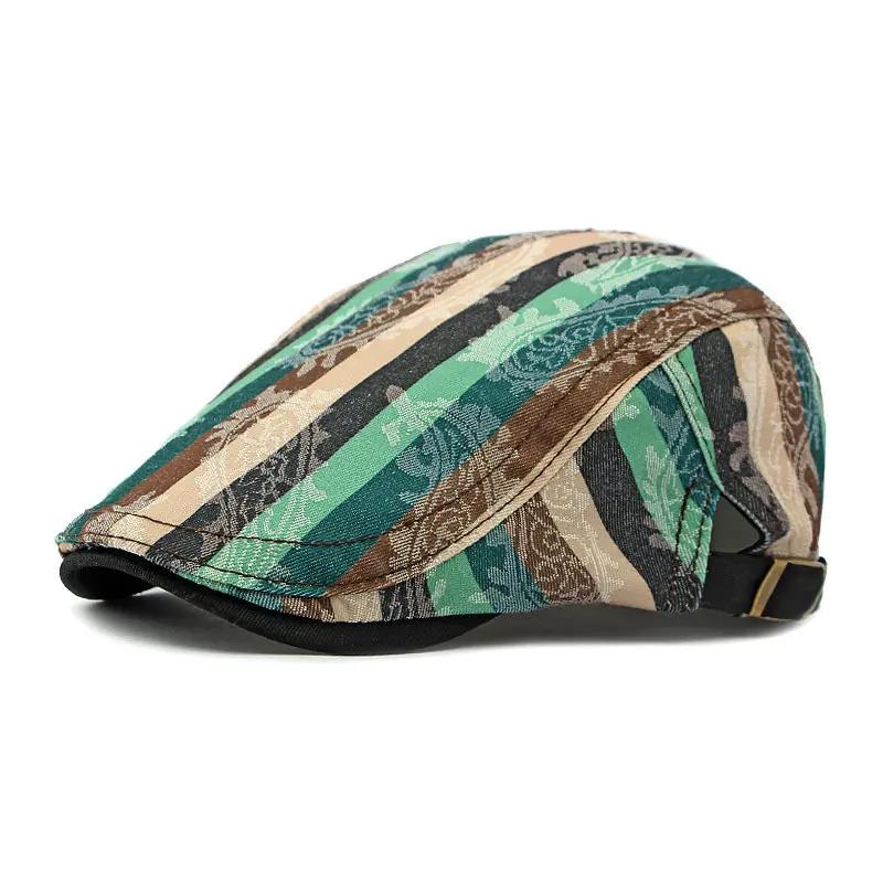 Spring Cotton Print Newsboy Caps Flat Peaked Cap Men and Women Painter Beret Hats 160