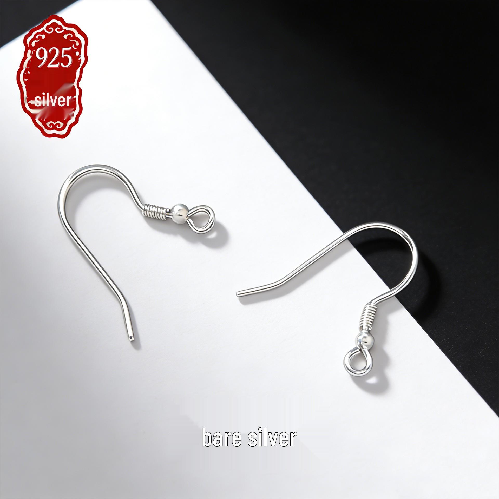 Gold-Plated S925 Sterling Silver Ear Hooks with Round Bead Studs - 5 Colors, DIY Earring Accessories 0.65mm Thick; Beaded Ear Hook