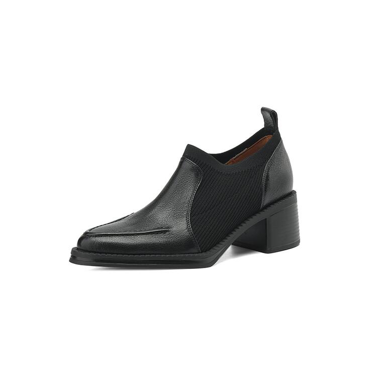 Fashion 2024 New Spring Sheepskin Women Shoes Pointed Toe Women Pumps High Heels Slip-on Loafers Shoes for Women Casual Knitted Shoes