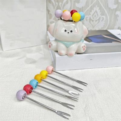 Dinnerware Stainless Steel Dog Fruit Fork Set Cute Storage Jar Candy Fork Creative Food Picks Party