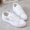 Moda Moda Transpirable Zapatos Vulcanizados Zapatillas para Mujer Plataforma de Cuero PU Cordones Femeninos Calzado Casual Blanco para Dama Zapatillas Deportivas
