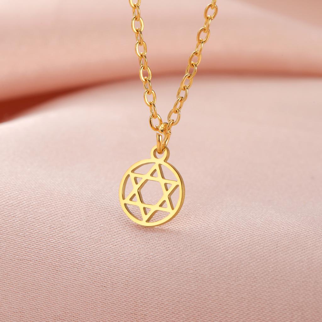Cazador Gold Star of David Necklace Stainless Steel Jewish Jewelry Gift for Women Israel Amulet Hexagram
