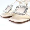 Great ROGER VIVIER Sandals Beaded Ankle with Strap Square Toe Leather Ivory  37 Used