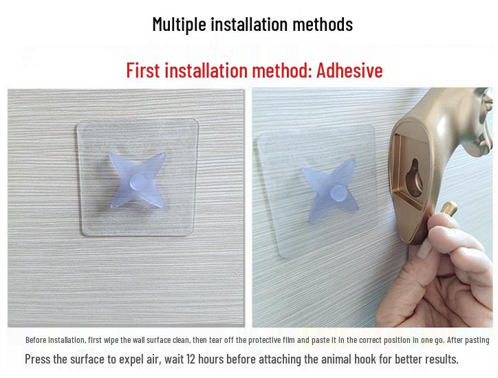 Deer Head Cartoon Wall Hook - New Creative Punch-Free Design for Home Decoration