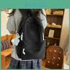 Simple Color Solid Student Lightweight Backpack With Plush Pendant School For