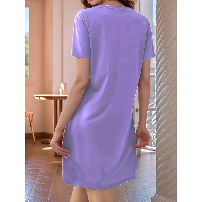 3D Print Dress 2026 Women's Purple Butterfly Printed Short Sleeve Large Size T-Shirt Going Out & Home Wear Women's Pajamas