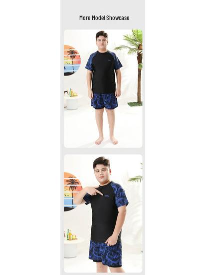 Boys' High-Elastic Quick-Dry Swimsuit Set - Anti-Embarrassment, Two-Piece Beachwear for Tweens and Teens