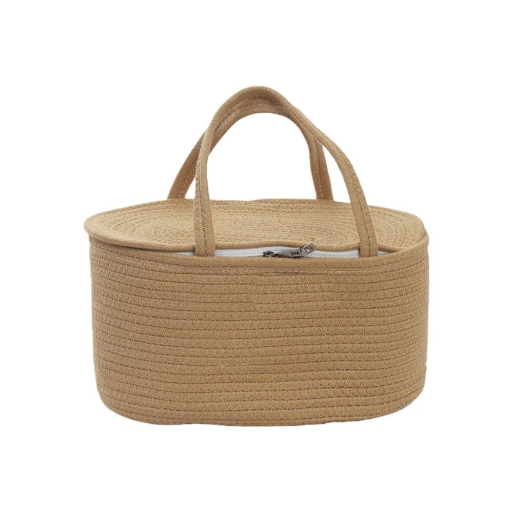 

Разделенная на отделения сумка-тоут для мамы, хлопковая веревка, сумка для подгузников для малыша, для путешествий на открытом воздухе коричневый