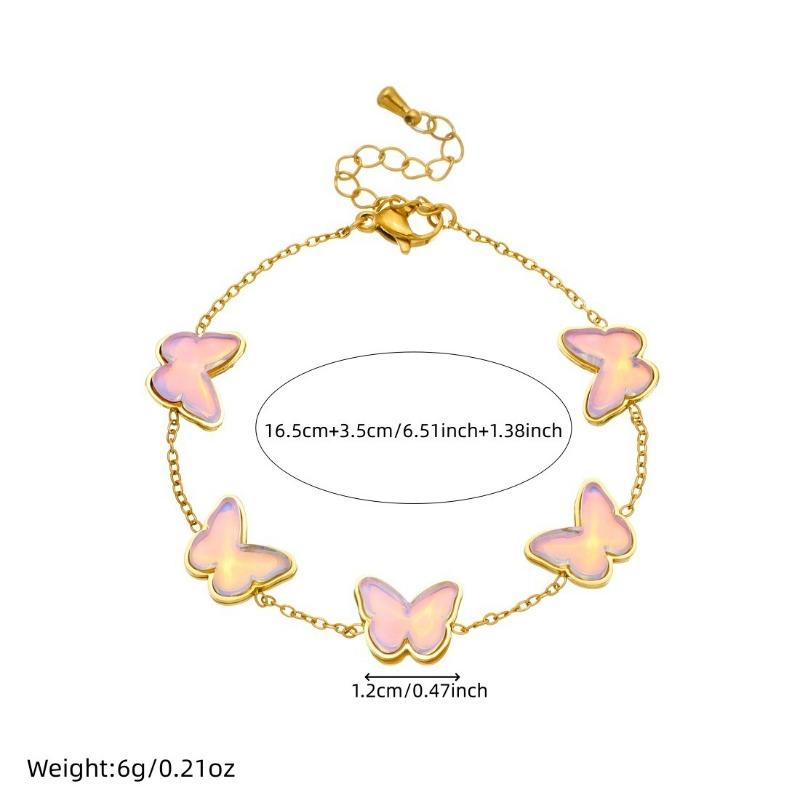 Gold Butterfly Shell Pendant Bracelet For Women Dainty Jewelry