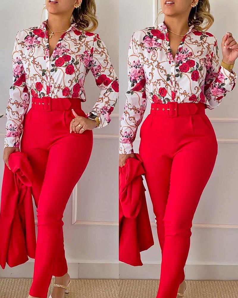 Spring Sweet Style Women's Polyester Long Sleeve Fashion Casual Set (No Jacket)