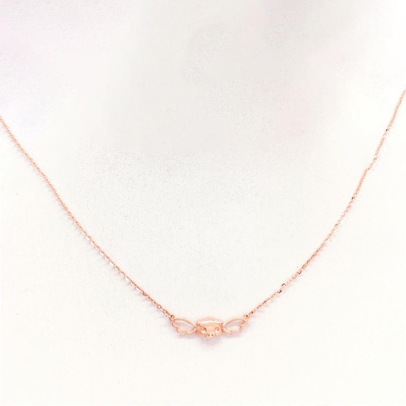 Purple Gold Cute Angel Flying Pig Necklace Fashionable Rose Gold Plated Wings Collarbone Chain