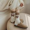 Women's Warm Cashmere Bowknot Mid-Calf Socks - Autumn/Winter Velvet, Thick Terry Cloth, Coffee Color, Over-the-Knee, Postpartum
