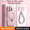 Magsafe Magnetic Bracket Liquid Silicone Phone Case For IPhone 13 14 15 16 17 Pro Max With Hanging Rope Anti Fall Protective Cover