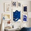 Affiches et Impressions Abstraites Bleues Vintage Art Mural Ligne Fille Matisse Peinture sur Toile Photos Bar d'Hôtel Décoration de Maison Salon