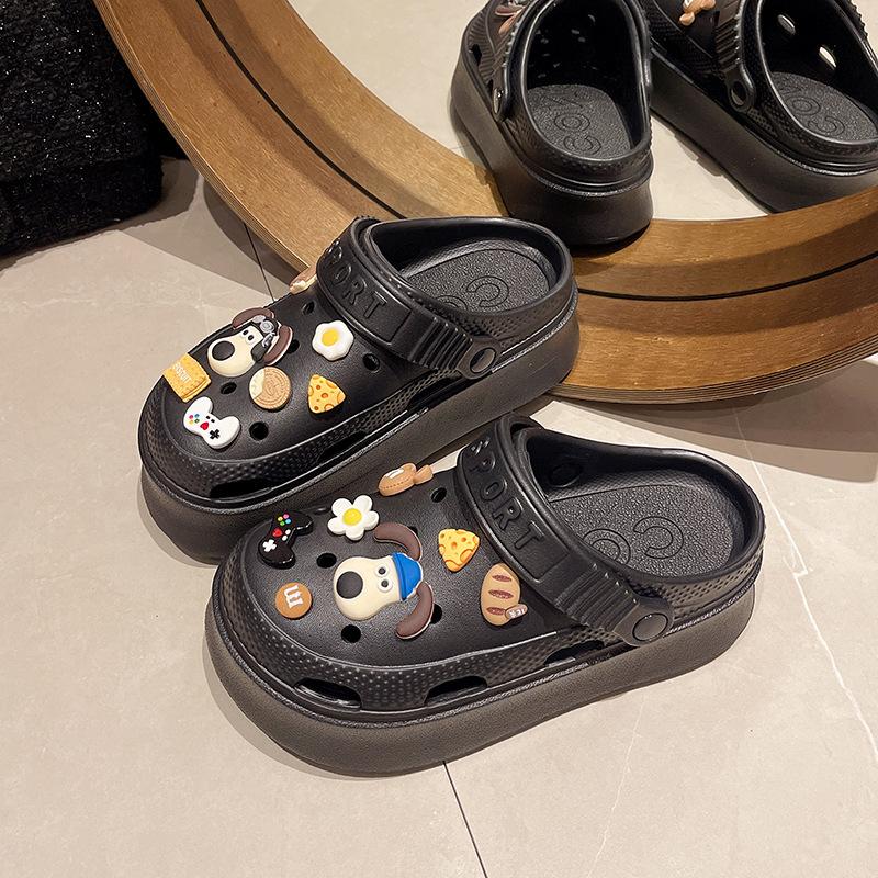 

Новые дырки туфли женские сумки головные тапочки симпатичные толстые подошвы домашние можно носить пляжные классные тапочки женские туфли 39-40