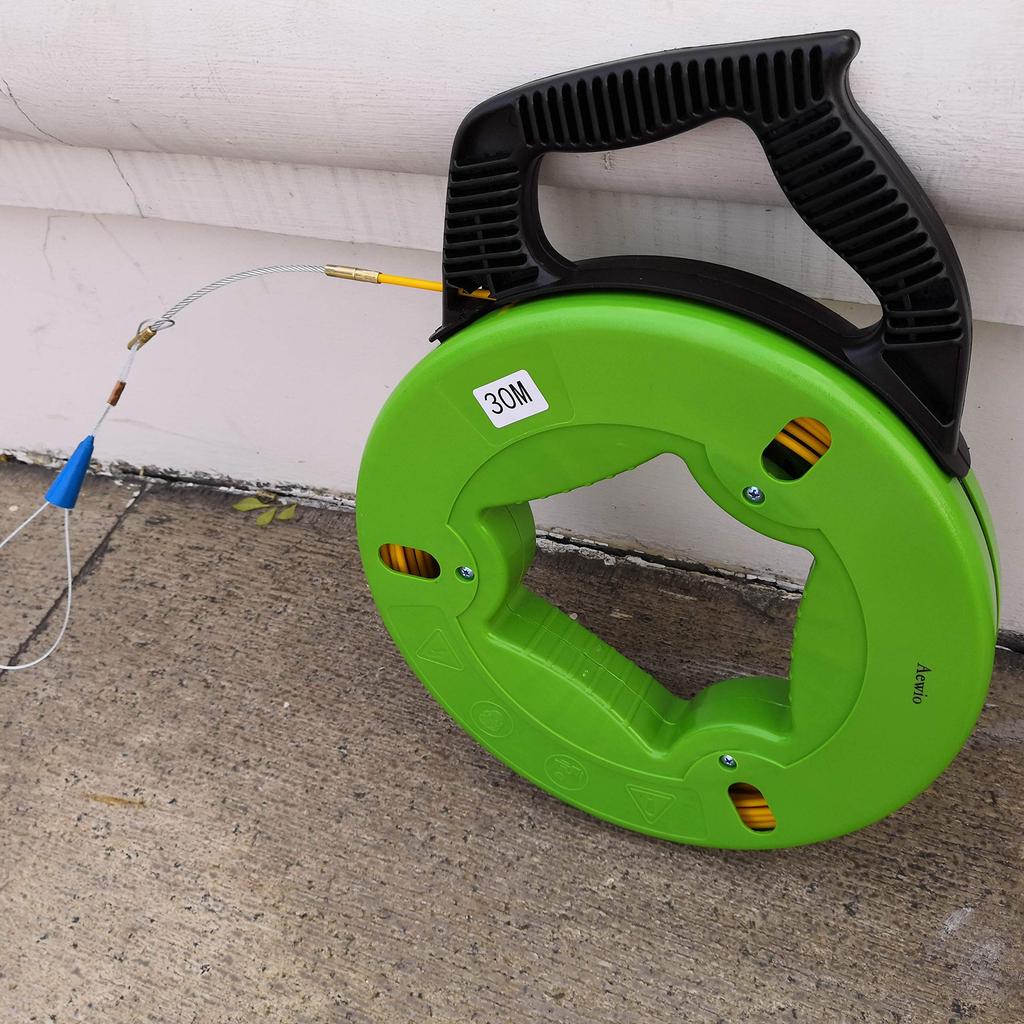 Aewio 30m Wire Puller, Wire Pulling Tool with Storage Case, Steel Wire, Wire Pulling Tool (30m, Green)