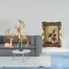 European Reindeer Sculpture Collectable with Vintage Ornate Resin Frame for Tabletop Hallway Wedding
