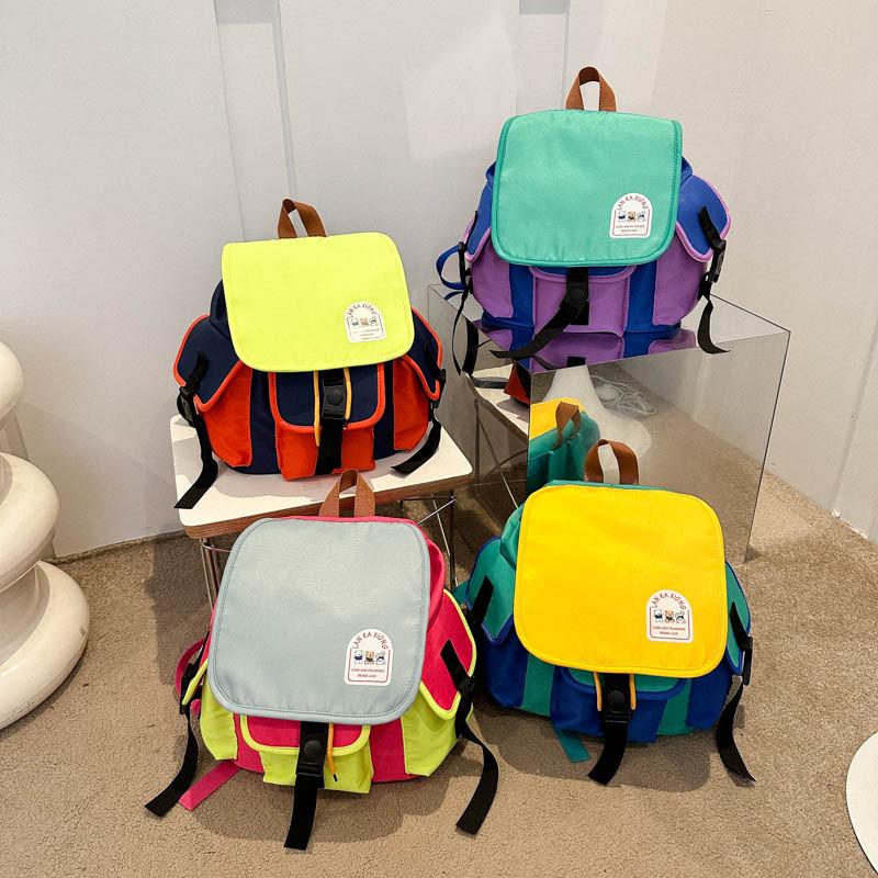 Stylish Dual Color Kindergarten Backpack For Kids Lightweight Canvas School Bag