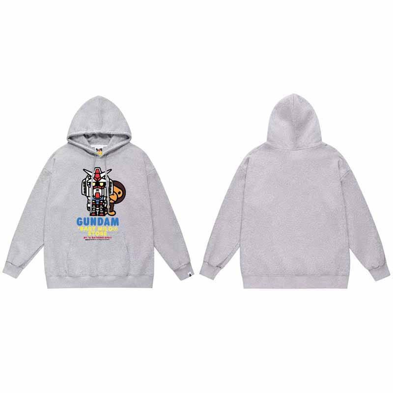 Mens Oversized Hooded Sweatshirt With Ape Head Print Heavyweight Cotton Long Sleeve Pullover Daily Wear