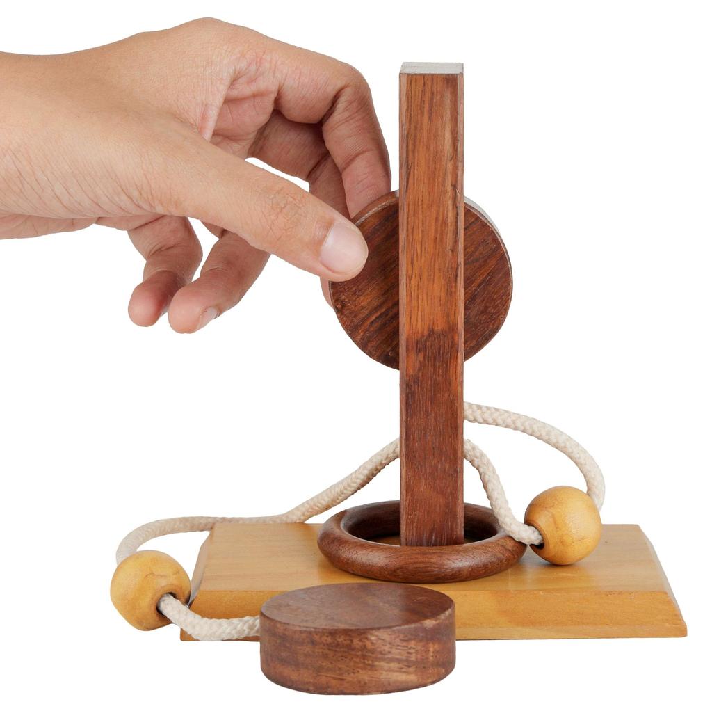 Shriji Crafts Holzseil und Ring Organisches Montessori IQ Spiel Puzzlespiel