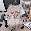 Plus Size V-Neck Slimming Short-Sleeve Mid-Length Women's T-Shirt (200/300/350 Jin)