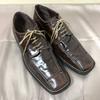 Pierre Cardin Size 43 27.5 28.0cm All Leather Swirl Moc Shoes Brown