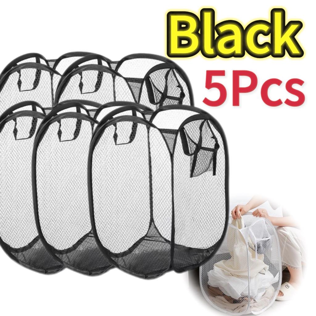 Portable Mesh Pop Up Laundry Hamper Wide Opening Breathable Collapsible Space-Saving Laundry Basket Dorm Travel Bathroom Items