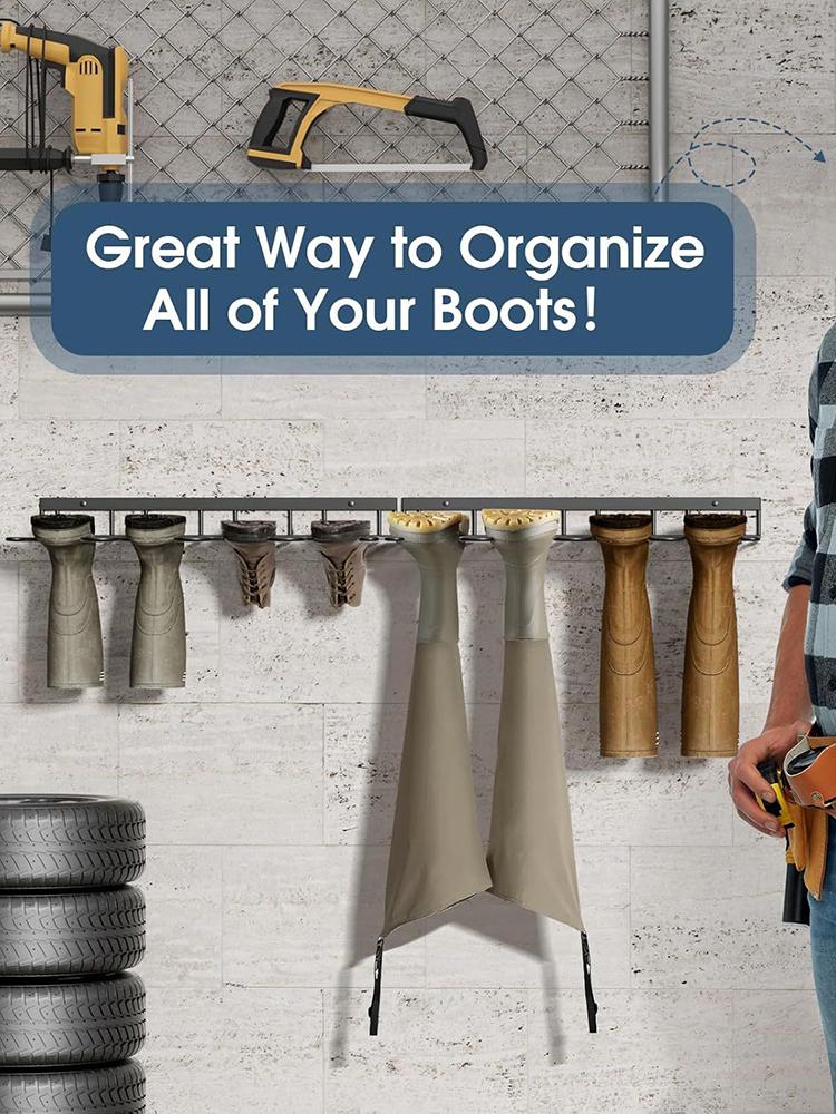 Boot Rack Hanger Wall Mounted- (4 Pair) Sturdy Metal Boot Organizer, Tall Shoe Holder for Closet, Entryway, Indoor, Garage