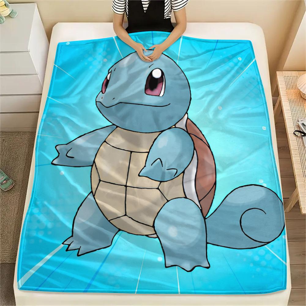 Süße Squirtle-Print Flanelldecke, Hohe Qualität, Bequem für alle Jahreszeiten, Heimdekoration, Wärme und Komfort