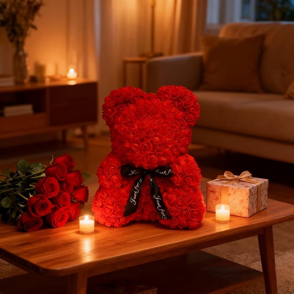 Lovers Gifts Simulated Flower Bear Sweet Valentine's Day Roses Rose Flower Bear Ornaments  Women