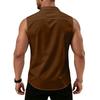 Men's Workwear Lapel Button-Down Vest Shirt - Lightweight Sleeveless Top