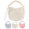 Women Dumpling Bag with Ruched Strap Casual Armpit Bag Solid Color Soft Large Capacity Girls Outdoor Leisure Bag