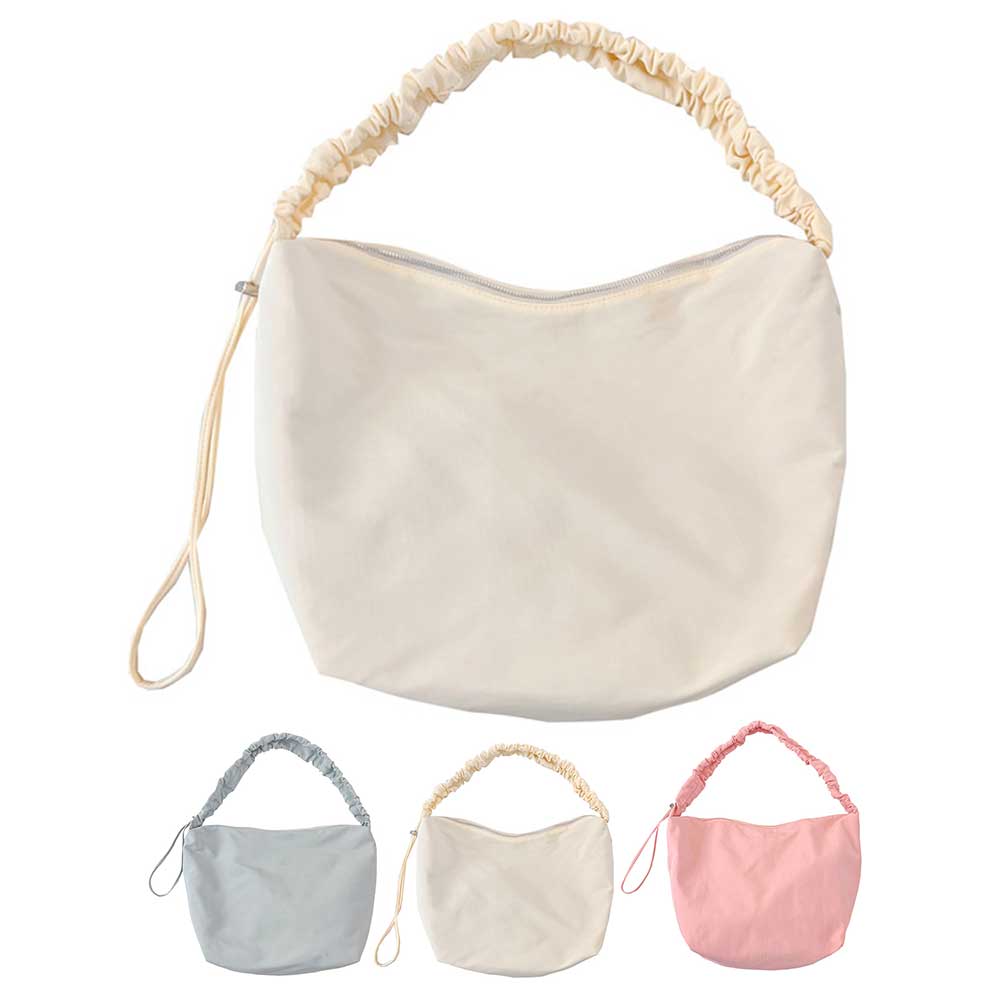 Women Dumpling Bag with Ruched Strap Casual Armpit Bag Solid Color Soft Large Capacity Girls Outdoor Leisure Bag