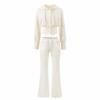 Women's Relaxed Fit: Waist-Cinching Diamond Chain Hooded Cardigan + Micro-Flare Pants Set