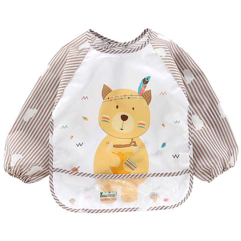 Cute Baby Bibs Toddler Baberos Bavoir Waterproof Long Sleeve Apron Cartoon Animals Children Feeding Smock Bib Baby Stuff 0-3Y
