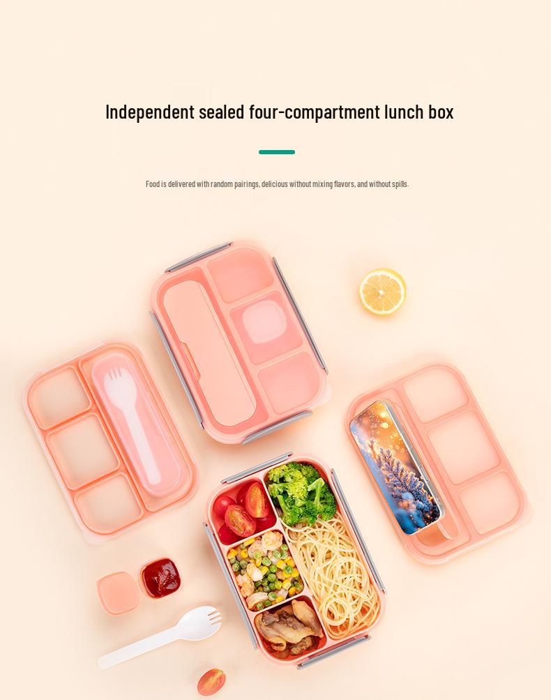 Set da 16 pezzi di portapranzo bento in plastica per studenti con scomparti adatti al microonde e stuzzicadenti per frutta