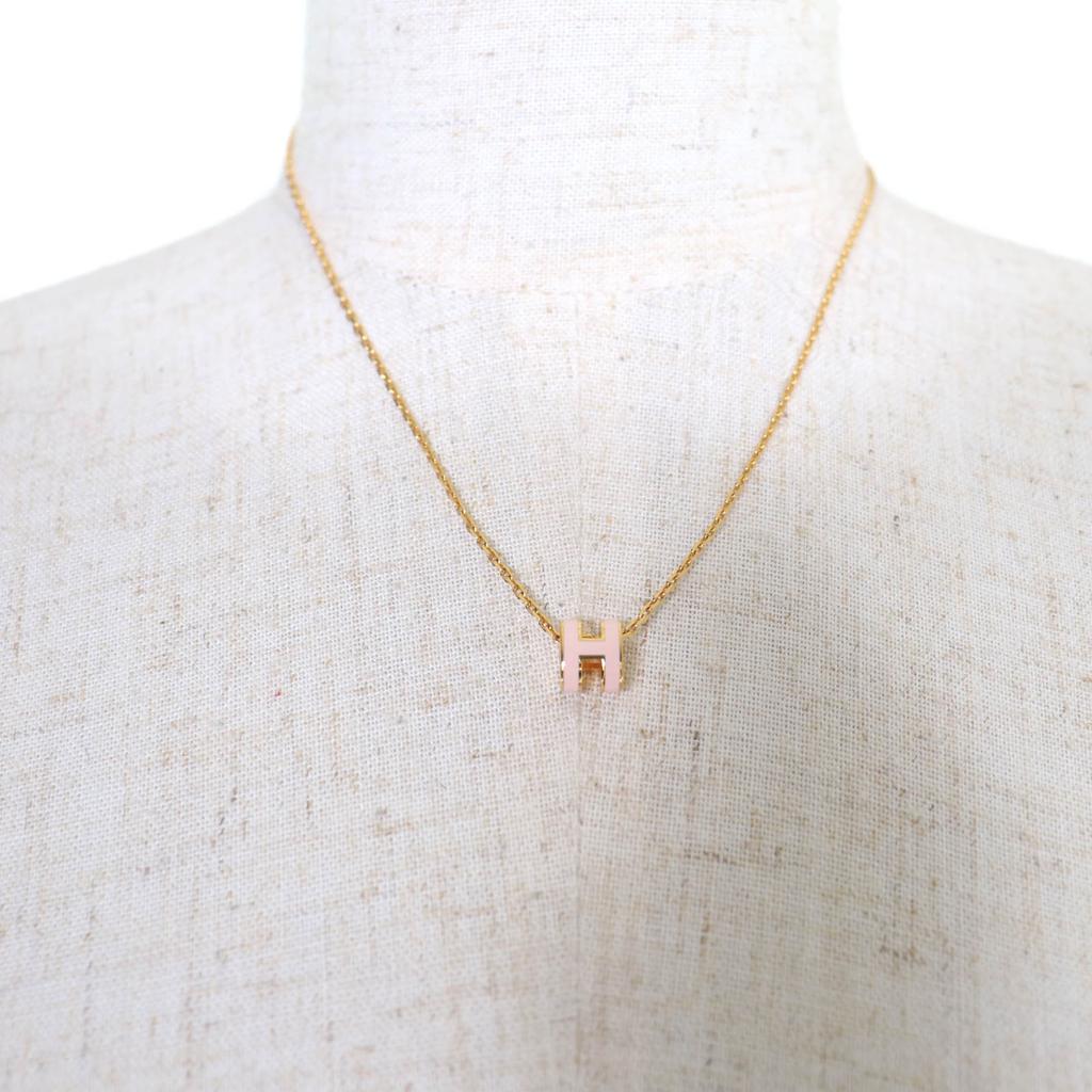 Excellent HERMES Necklace Mini Pop H Necklace Pink Women Used