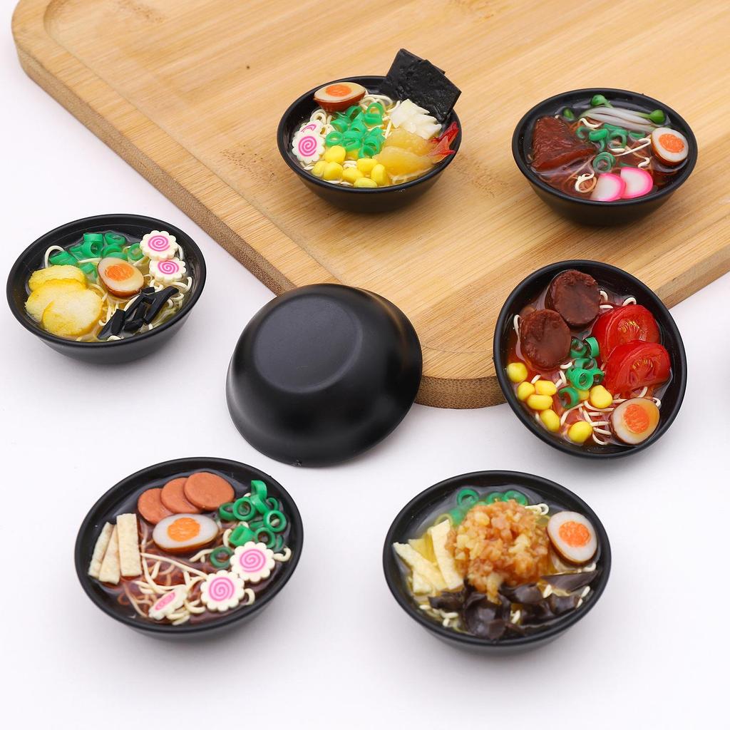 Mini Japanese Ramen Bowl Pendant - Creative Food Model Toy with Seafood Noodles