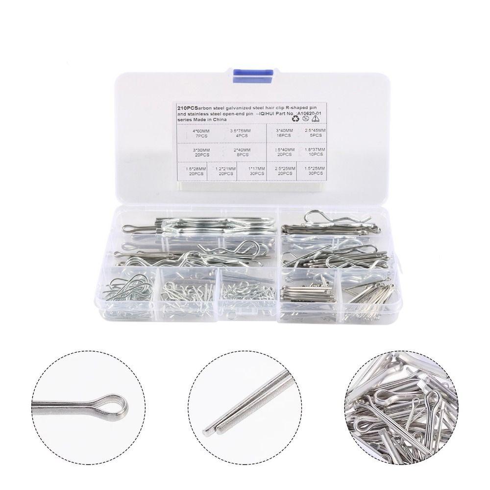 Corrosion Cotter Pin Set 210pcs B-shaped Opening Card Spring Pin Split Fastener Clips  Truck