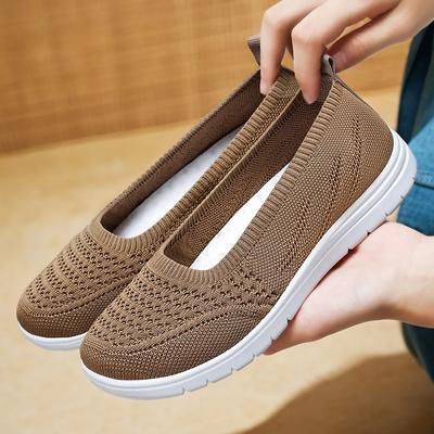 Chaussures simples Chaussures d'automne pour femmes Chaussures à bouche peu profonde à fond plat pour mères Chaussures en tissu à un pied pour femmes