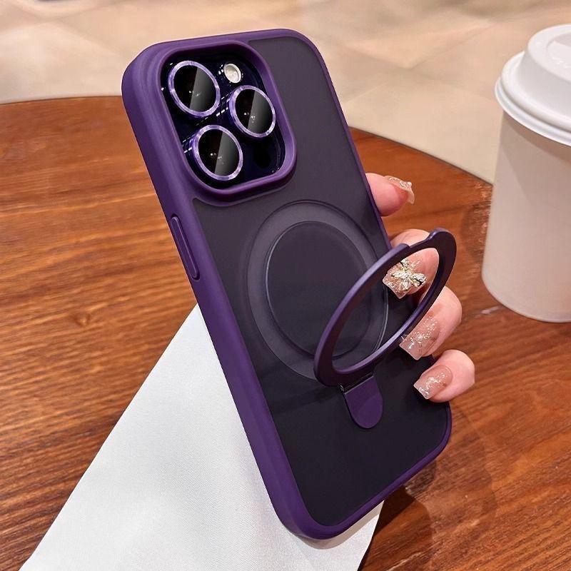 Phone Case for Apple iPhone 16 Pro Max - Silicone Rotating Stand Holder Creative Shockproof Full Cover for iPhone 16/15/14/13/12/11/Pro/Plus/ProMax
