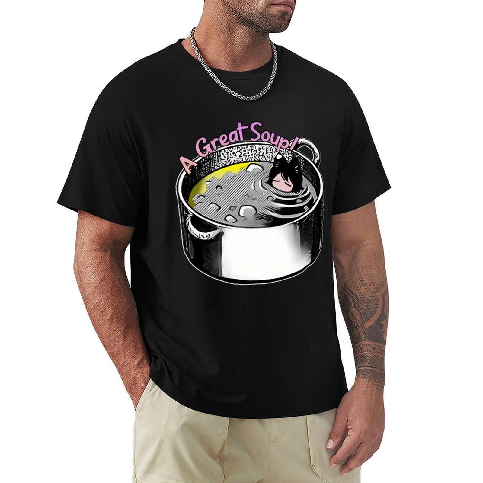 Dungeon Meshi Catgirl Soup TShirt anime clothes blacks animal prinfor boys heavyweight t shirts for men 4XL