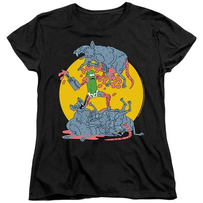 Rick And Morty Die Abenteuer von Pickle Rick Damen T-Shirt Schwarz Offiziell Lic