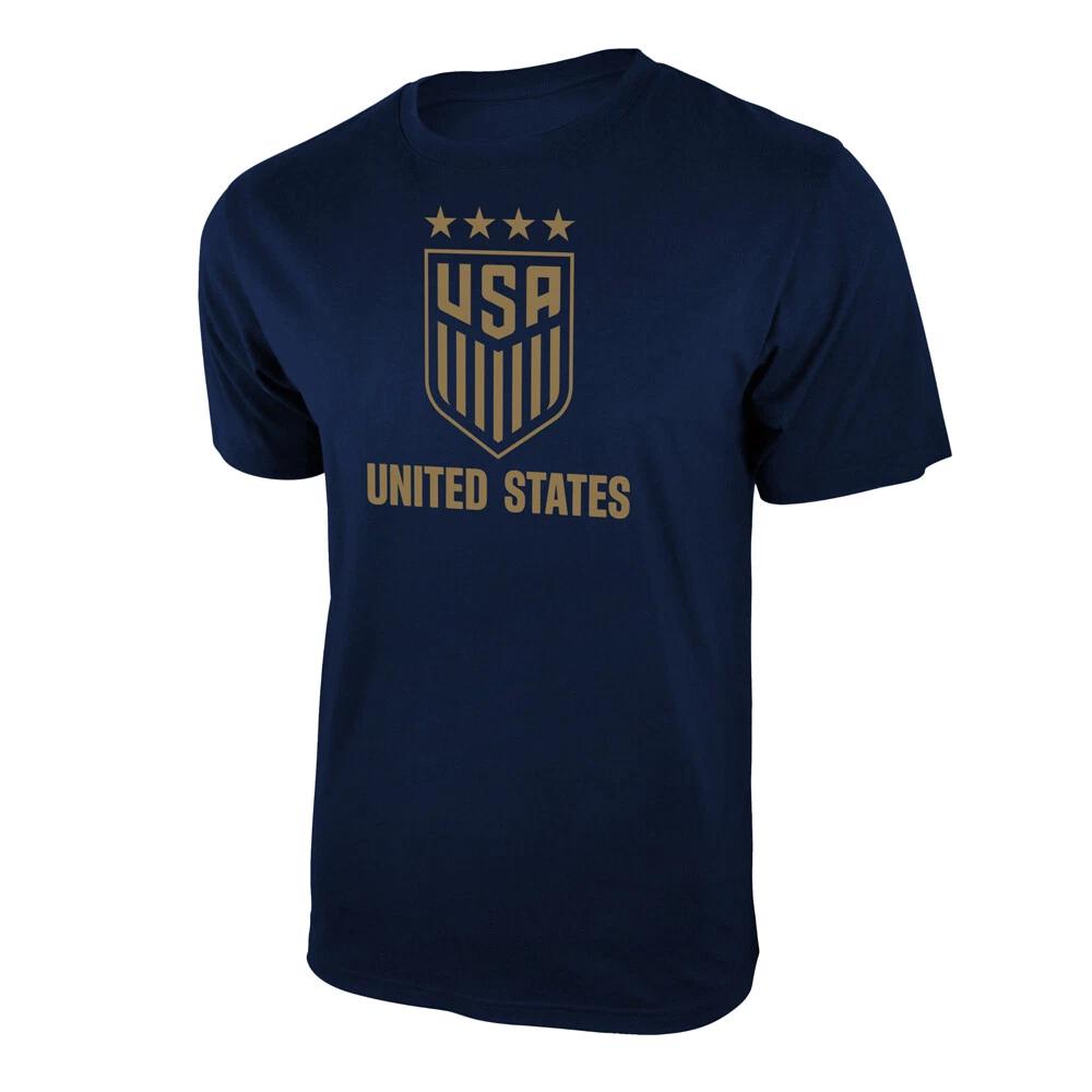 Icon Sports U.S. Soccer Federation USWNT Logo Adult T-Shirt Navy w/Gold Logo XL