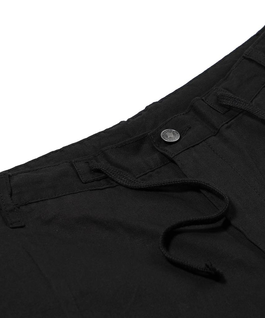 Bieseulaebis Wide Leg Drawstring Cotton Pants Black