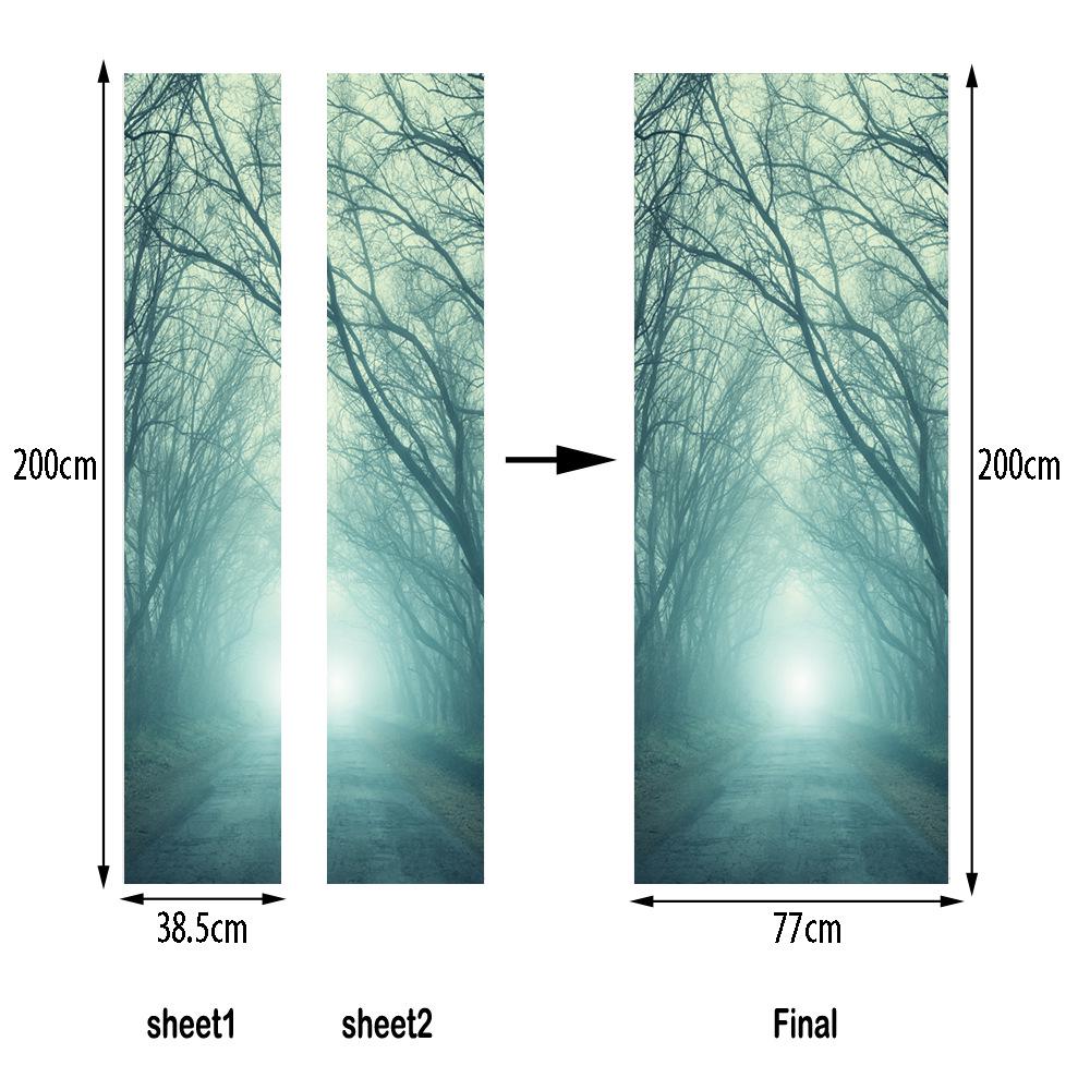 Landscape Door Stickers 3D Removable Self Adhesive Sticker Natural Scenery Wallpaper PVC Art Murals for Doors Modern Home Decor
