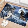 1pc 2D Flat Howling Wolf Moon Mountain Landscape Flannel Area Rug Non Slip Nature Art Carpet For Living Room Bedroom Decor