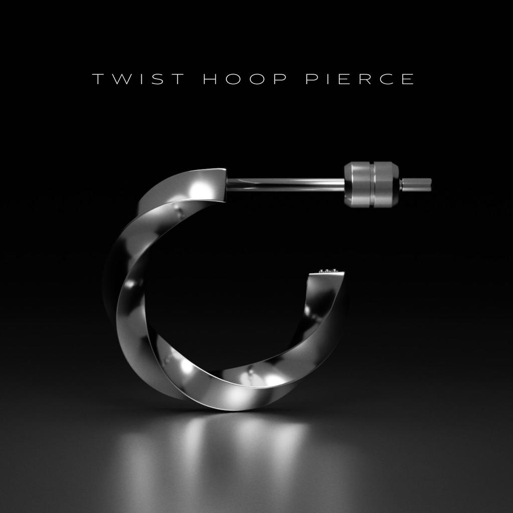LION HEART Earrings LH-1 Twist Hoop Earrings Surgical Stainless Steel Men's Direct Sale Silver