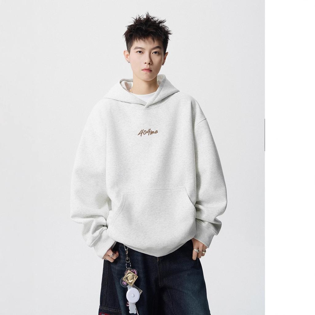 Letter Printing Plus Velvet Hooded Sweater Men's Winter High Street Casual Couple Hoodies Loose Joker Coat